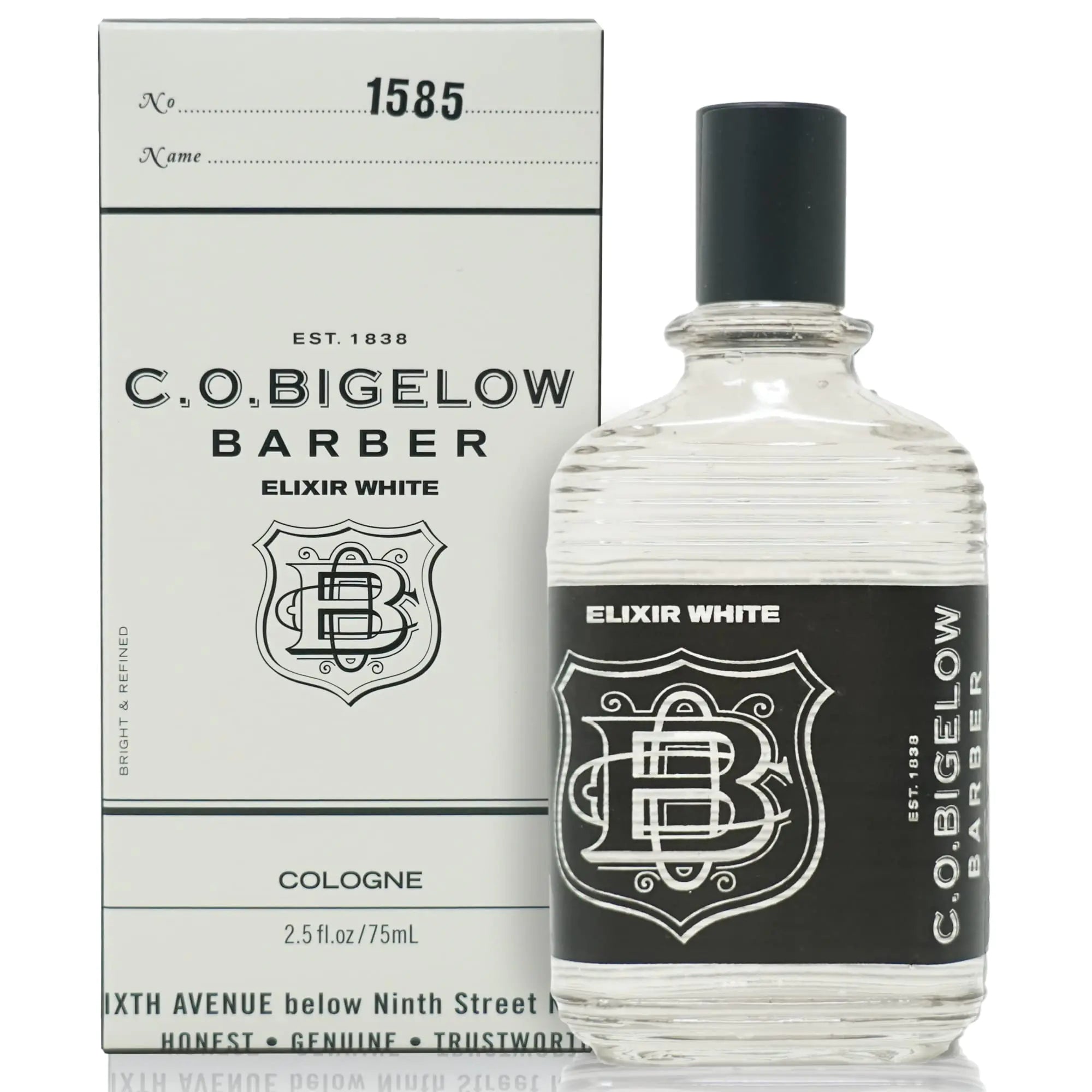 C.O. Bigelow Elixir White Cologne - No. 1585 2.5 fl oz Cologne for Men Modern Fresh Refined Clean Citrus & Peppery Wood Masculine Perfumes for Men